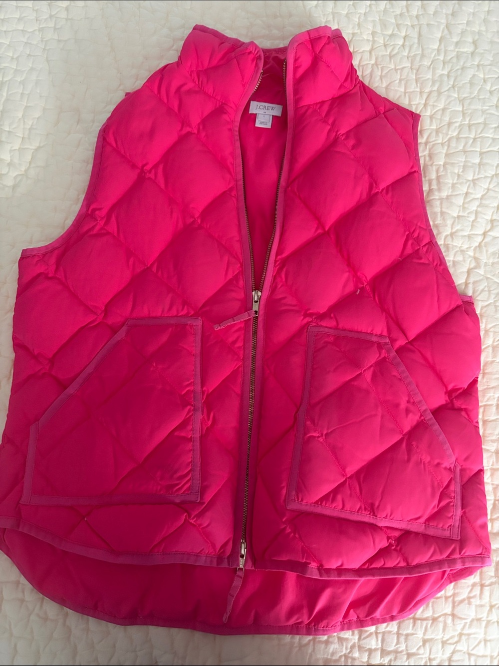 J. Crew Factory Bright Pink Quilted Puffer Vest